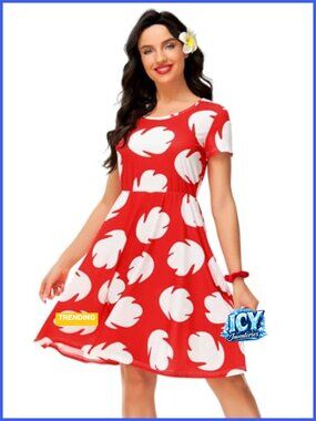 Halloween Tunic Dress Women Printed Short Sleeve Swing Knee Length